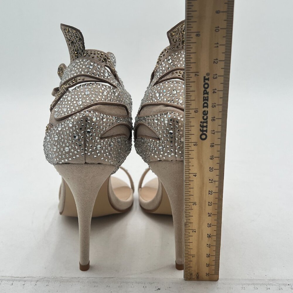 FSJ Champagne Wedding Shoes Rhinestone Stiletto Heels Bridal Sandals - Picture 5 of 8
